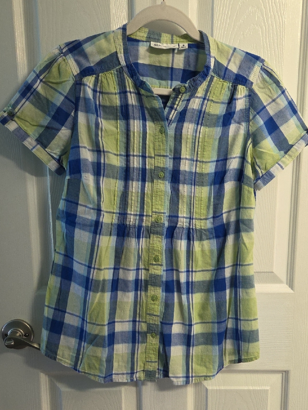 St. John's Bay Blue and Green Plaid Shirt